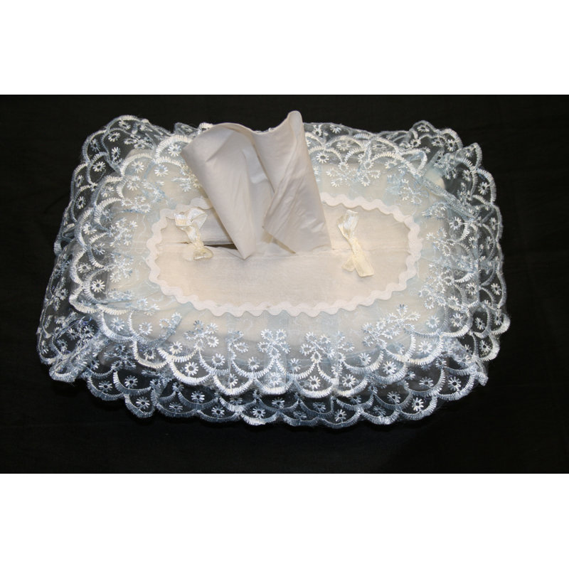 Couverture de boîte de tissu de dentelle, Bleu