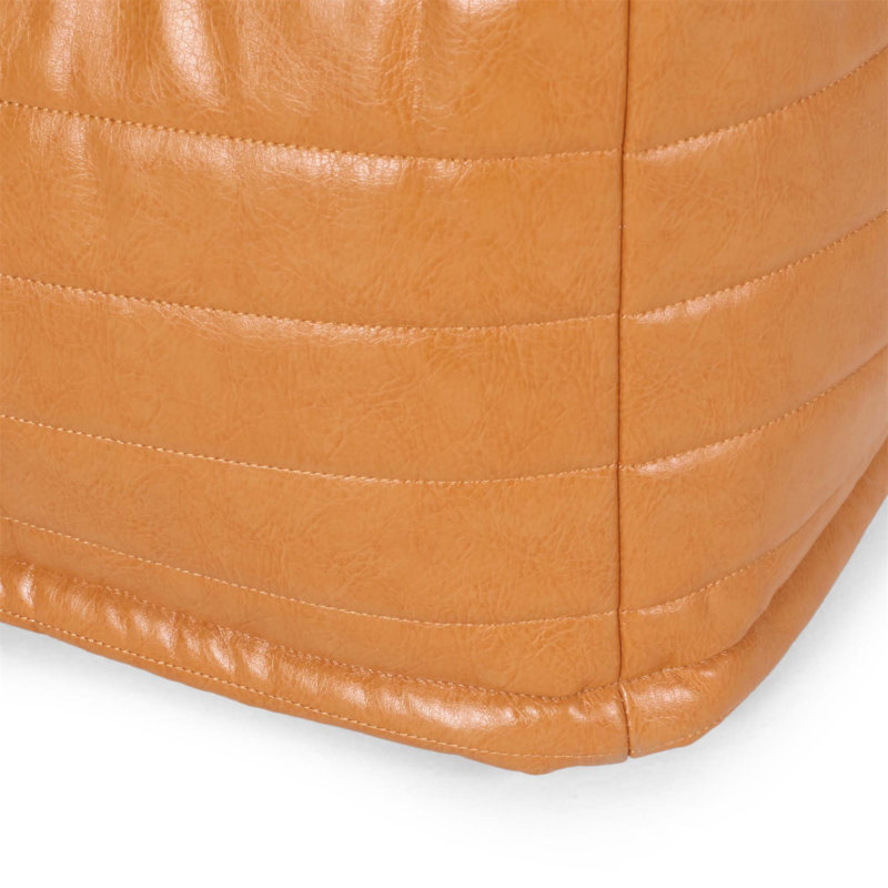 Repose-pieds rectangulaire en similicuir de bambou, assise confortable et polyvalente, design classique pour tout décor de pièce