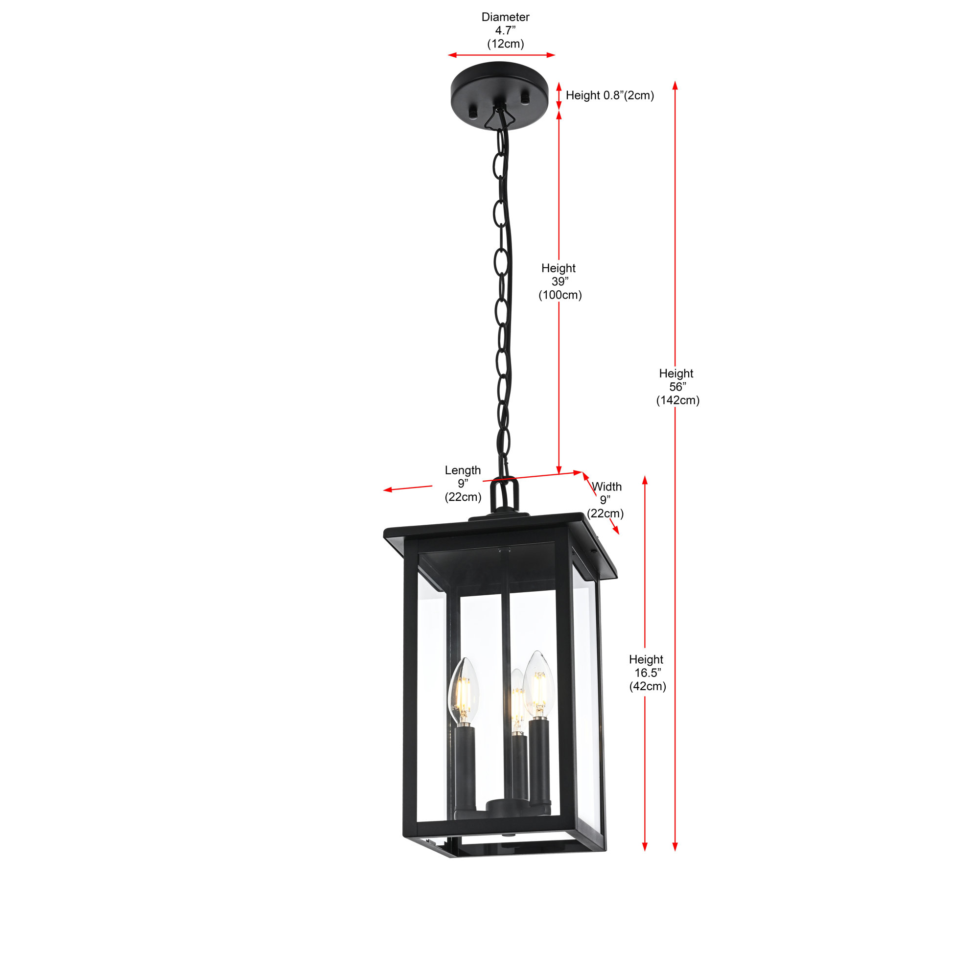 Glenwood 9 Inch Outdoor Pendant in Black