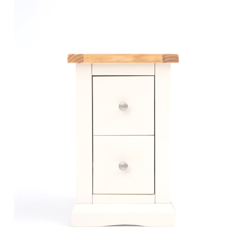 Pharsalia 35 cm W Bedside Table, Off-White, Chrome Knob