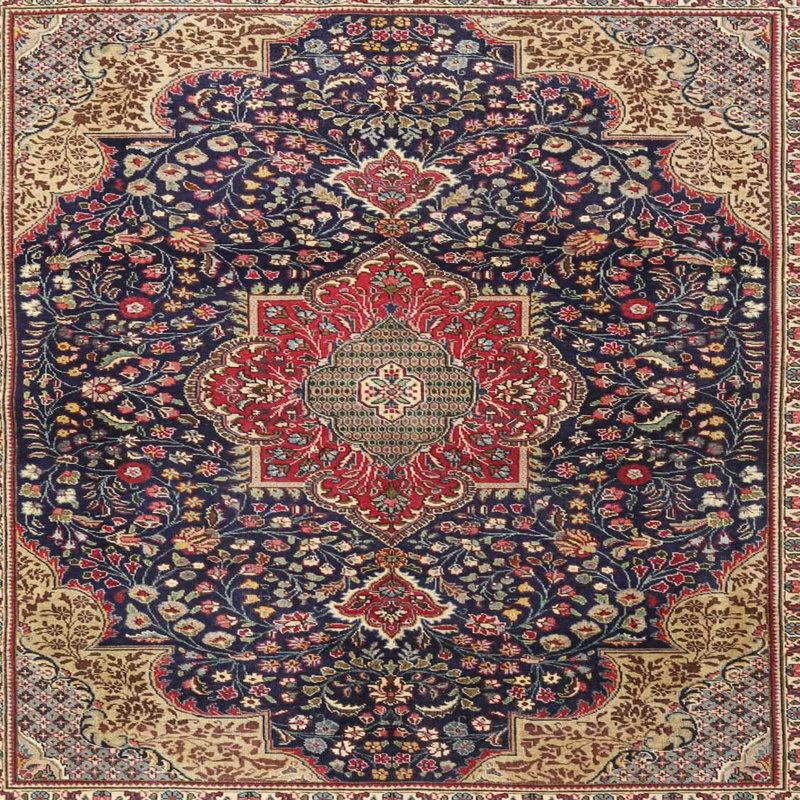 Tapis traditionnel rouge / mauve Ebenier, Rond 5 pi