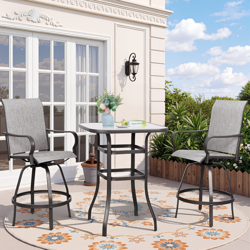 Pinnell  2 - Person Patio Dining Set with Square Table, Light Gray