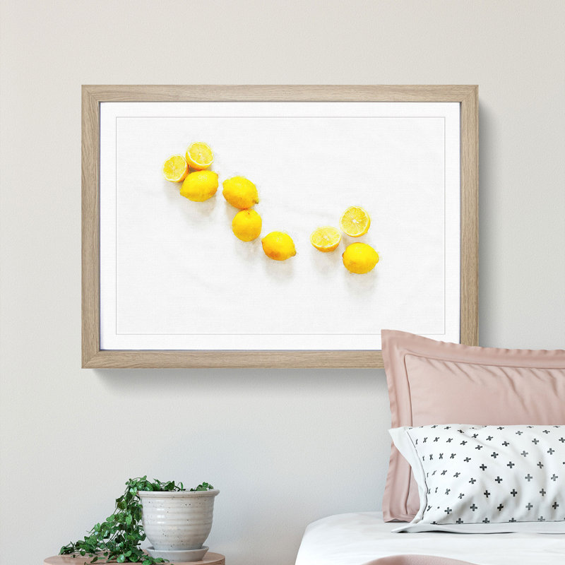 Lemon Fruit - Picture Frame Graphic Art Print, 33cm H x 45cm W x 2cm D, Oak Framed
