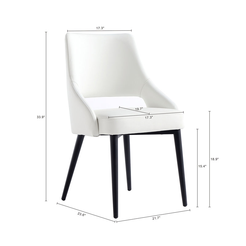 6-Piece Hickson Leatherette Dining Chair with Metal Legs, White