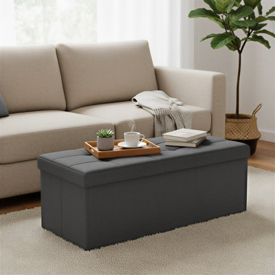 Banc de rangement avec repose-pieds, repose-pieds pliant pour repose-pieds, 15 po x 43,3 po x 15 po, banc de bout de lit, coffre de rangement, charge jusqu'à 660 lb, pour le salon, la chambre à coucher et le vestibule