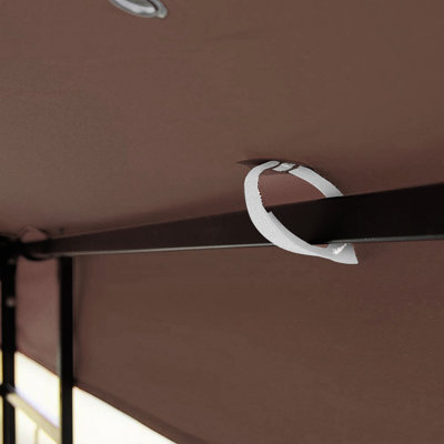 10x10 Ft Patio Gazebo Replacement Cover - Double Layered Roof Protected, Water-repellent, Fade- Material Drainage Holes And Screen Canopy Top Tier Design , Water Repellent, Fade Drain & Net For