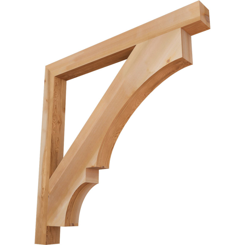 Balboa H W D Wood Bracket / Corbel, 3 1/2" W x 44" D x 44" H, Smooth Western Red Cedar