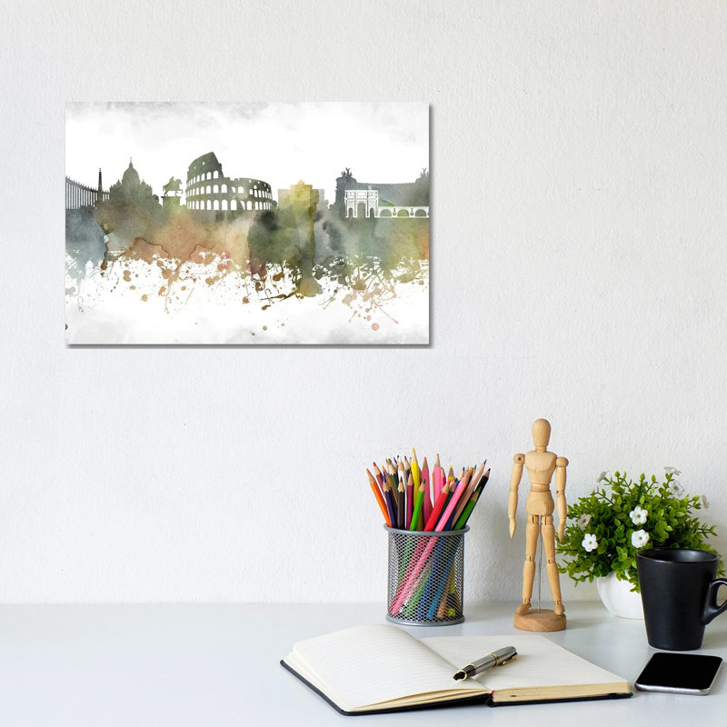 Rome Skyline by WallDecorAddict - Wrapped Canvas Painting, 20.32cm H x 30.48cm W x 1.905cm D