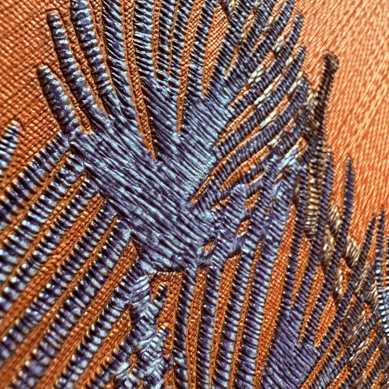 Embroidered Pine Tree Wallpaper, Orange