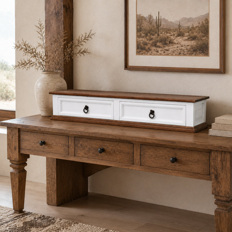 Solid Wood Two-Drawer Dresser Top Organizer
