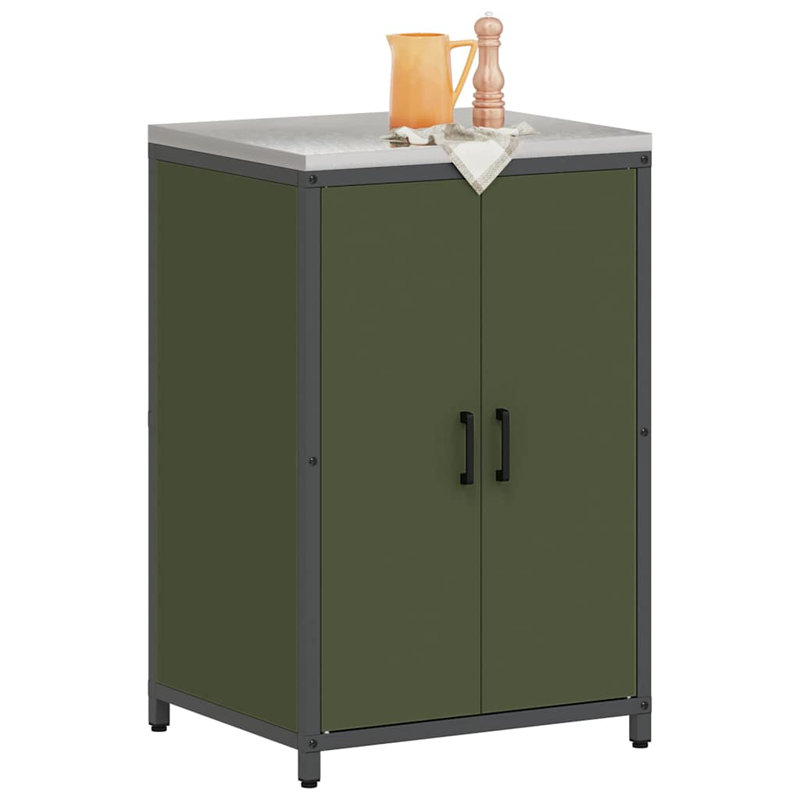 Storage Kitchen Cabinet Set, 92cm H x 60cm W x 50cm D, Olive Green