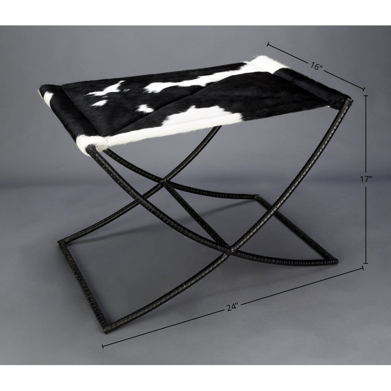 Tabouret en métal Hermilda, Brun / blanc
