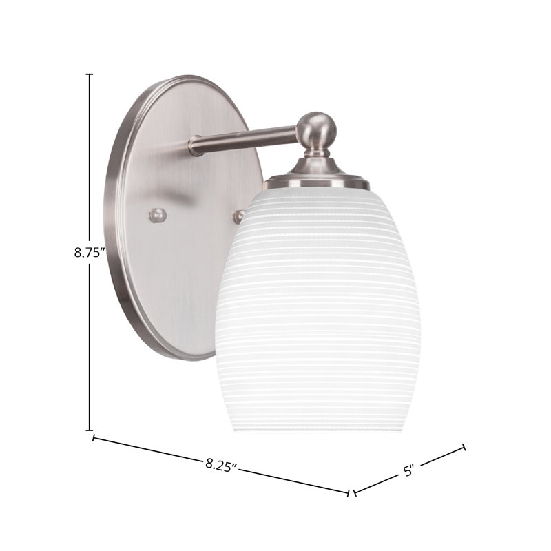 Aitkens Wall Sconce Shown With 5" Matrix Glass, Brushed Nickel, Gray Matrix