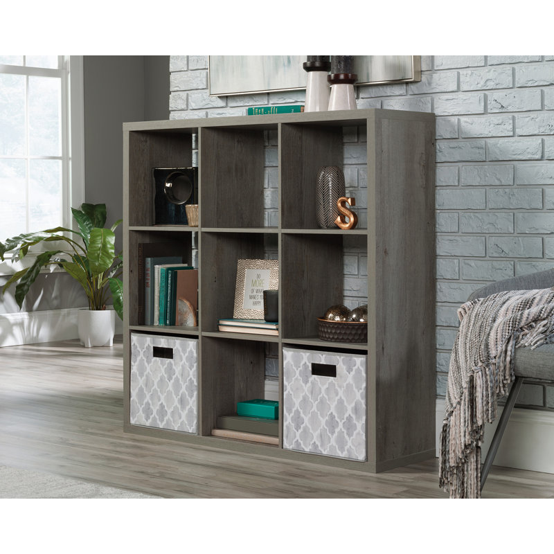 Chrisine Cube Bookcase, Gray, (9 Shelves) 44" H x 44" W x 13" D