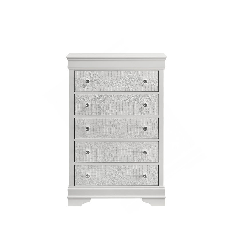 Commode 5 tiroirs Blaze, Blanc