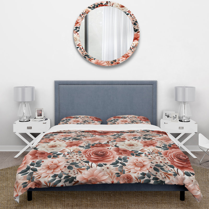 Watercolor Color And Beige Floral Pattern I - Ensemble de housse de couette à motif floral