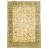 Hand Knotted Wool Area Rug in Gold And Green