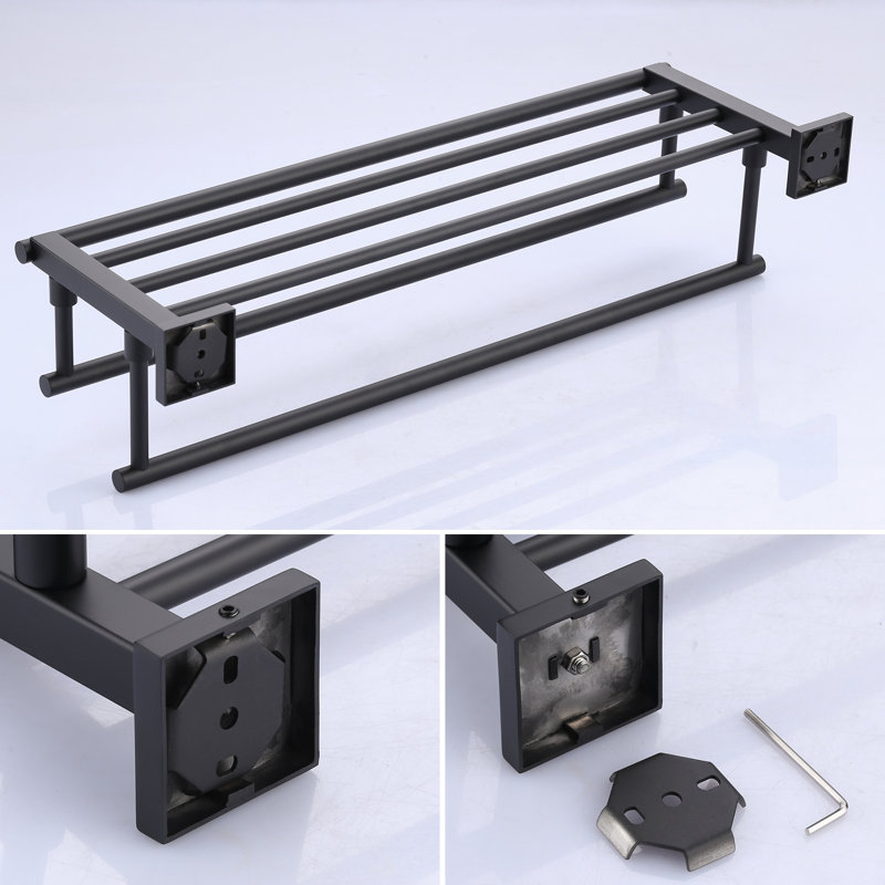 Matte Black 24" Stainless Steel Wall Mounted Towel Rack