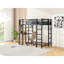 Lit mezzanine en métal peu encombrant, design moderne noir, avec bureau et rangement