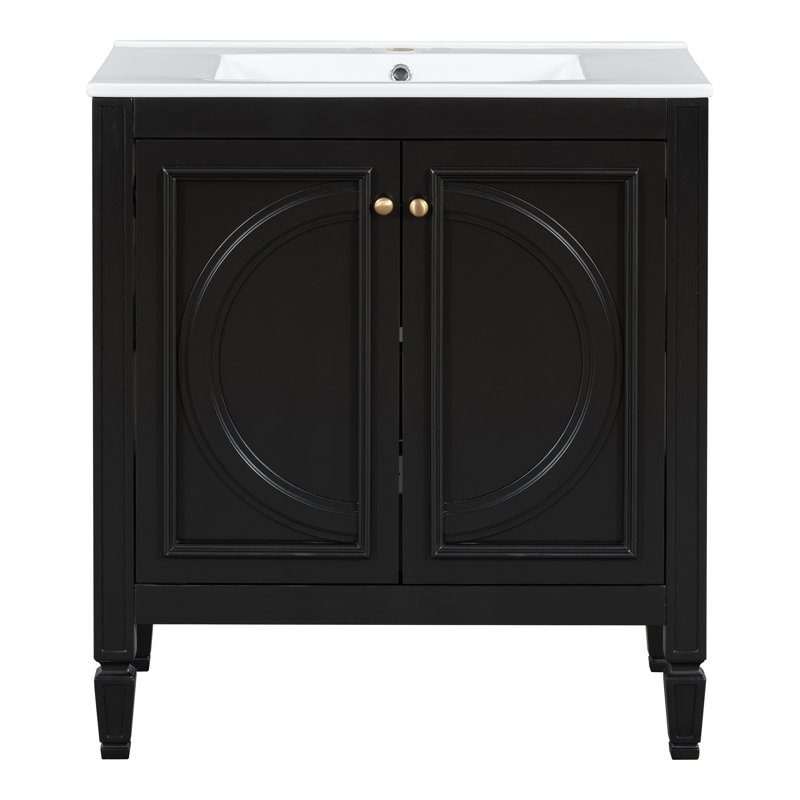 Meuble-lavabo 30 po avec lavabo, Noir