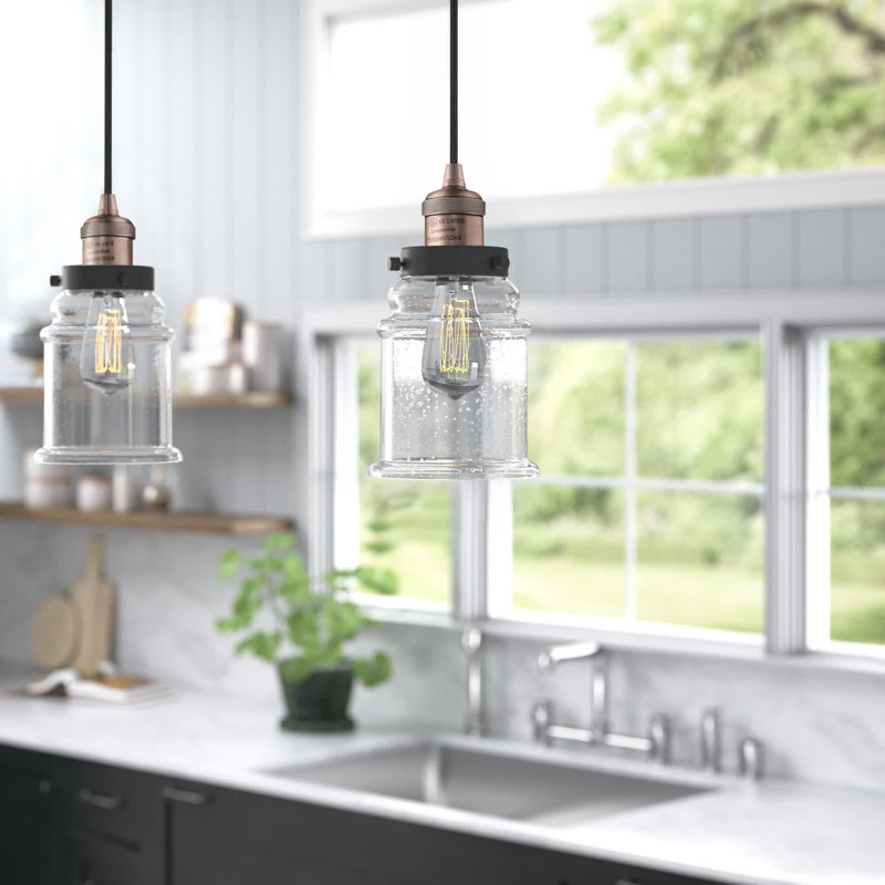 Alexandira 1 - Light Single Pendant, Antique Copper with Matte Black accents, Clear