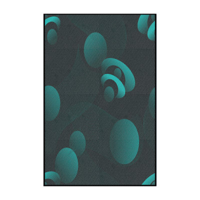 Laine tissée à la machine à motifs géométriques et polyester vert Tapis décoratif