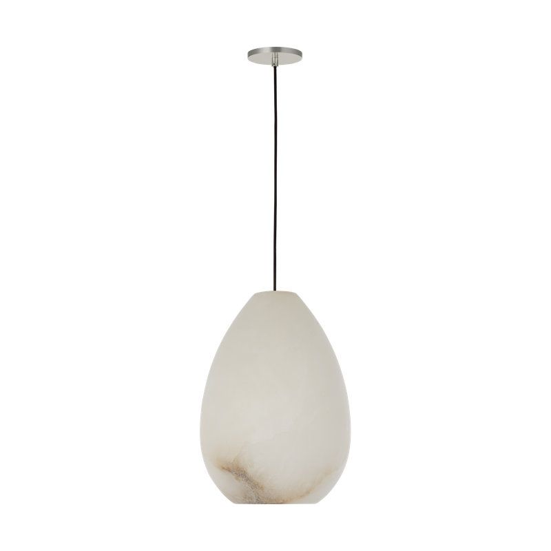 Sean Lavin Alina 1-light LED Pendant in Polished Nickel with Alabaster shade, No, 13.3" H x 4.8" W, Polished Nickel