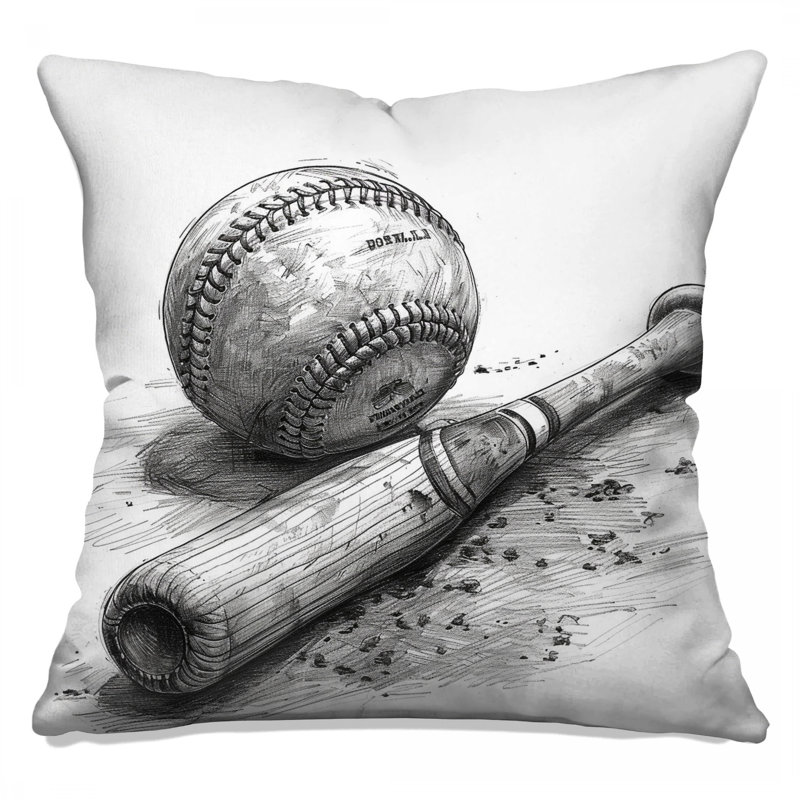 Coussin décoratif baseball, coussins décoratifs double face, 16 po x 16 po