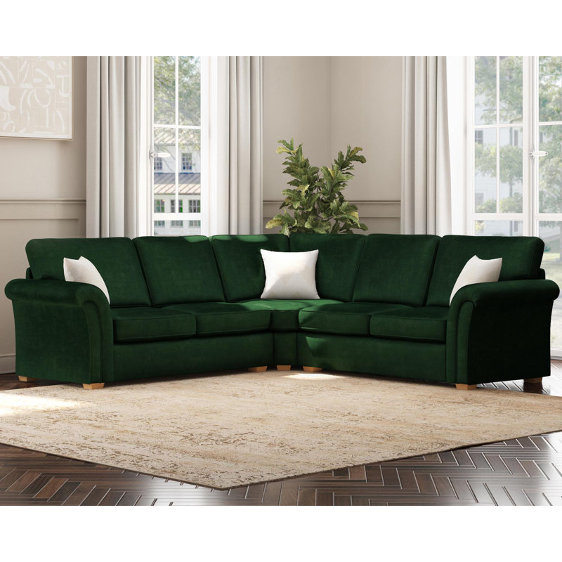 Castleacre Corner with two seats both sides, Fixed Back, Forest Green Polyester
