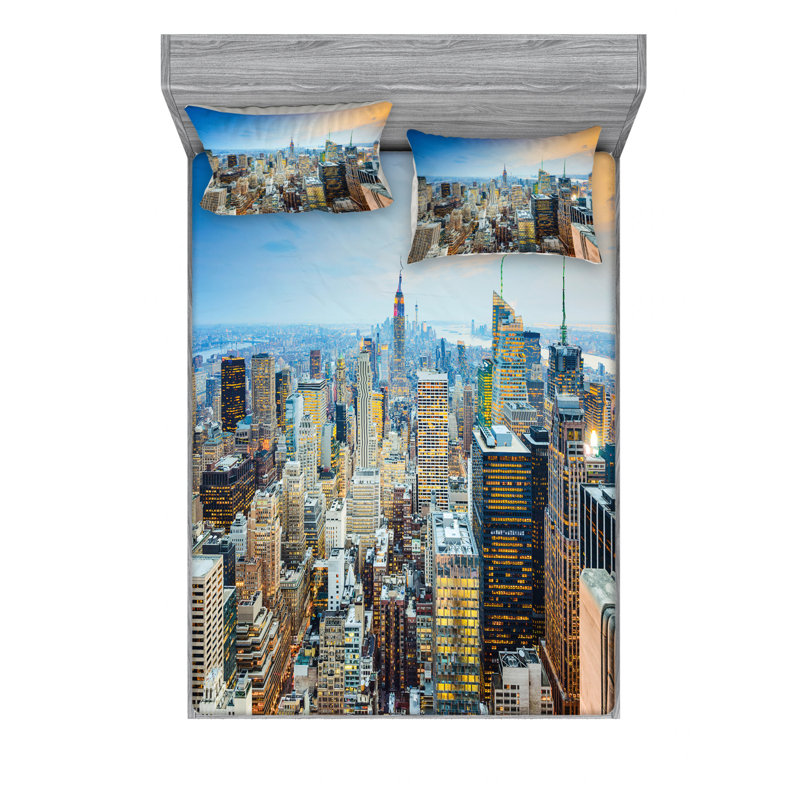 Ensemble de draps New York City, Ensemble de drap pour grand lit avec drap-housse