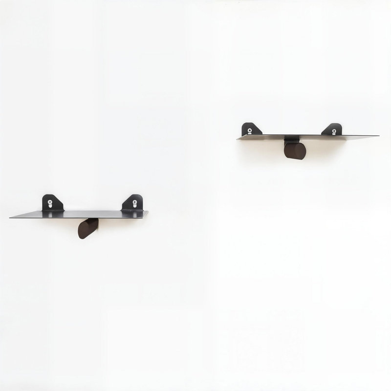 Industrial Decorative Metal Wall Shelf (2 Pieces), Brown & Black, 8.3 x 2.4 x 5.9 inches | 100% Metal, Wall-Mounted, Load Capacity: 11 lbs | Modern & Novelty Design for Home or Office Decor, Elegant Storage Solution