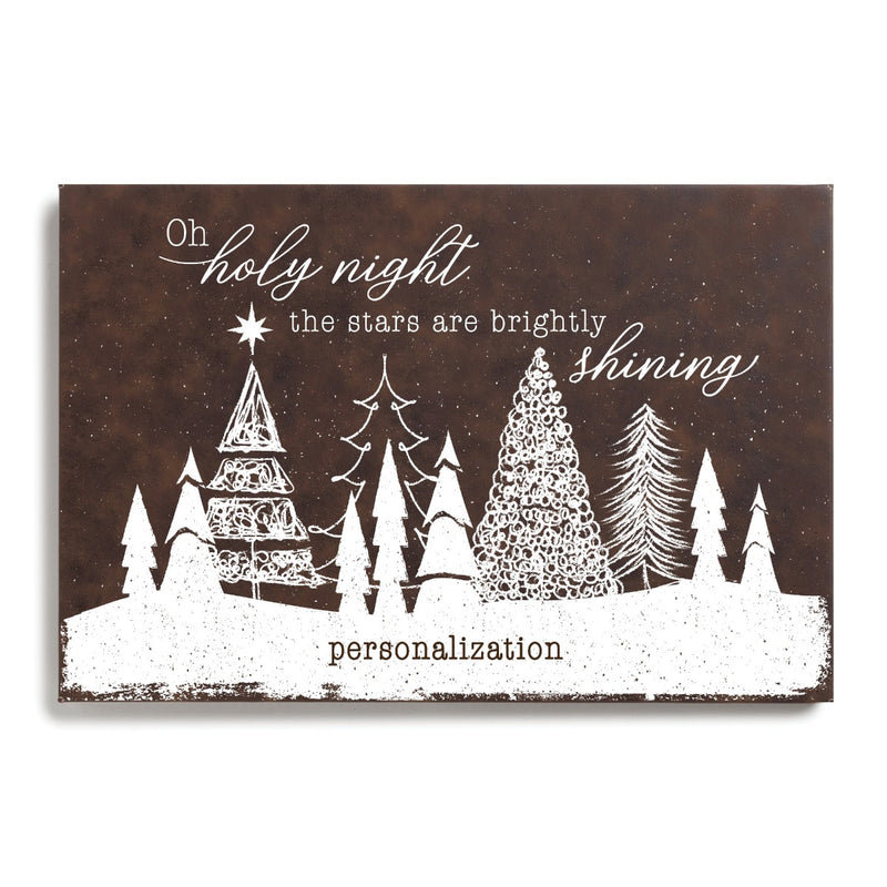 Oh Holy Night Personalized 12x18 Leatherette Canvas, Yes, Brown