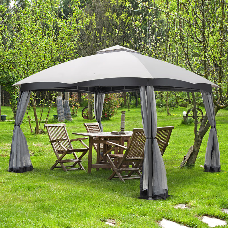 Costway 10x12 Ft 2-tier Patio Gazebo Canopy Netting Heavy-duty Metal Easy-setup Outdoor