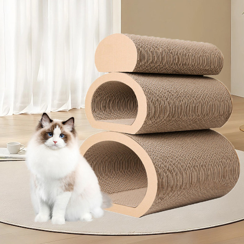 3-In-1 Cat Scratching Post Tunnel Interactive