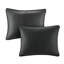 Courtepointe 3 pièces noire double / grand - rembourrage en microfibre et coton doux, réversible pour toutes les conditions météorologiques, 2 taies décoratives, literie facilement lavable à la machine avec un lavage sans effort-131299532