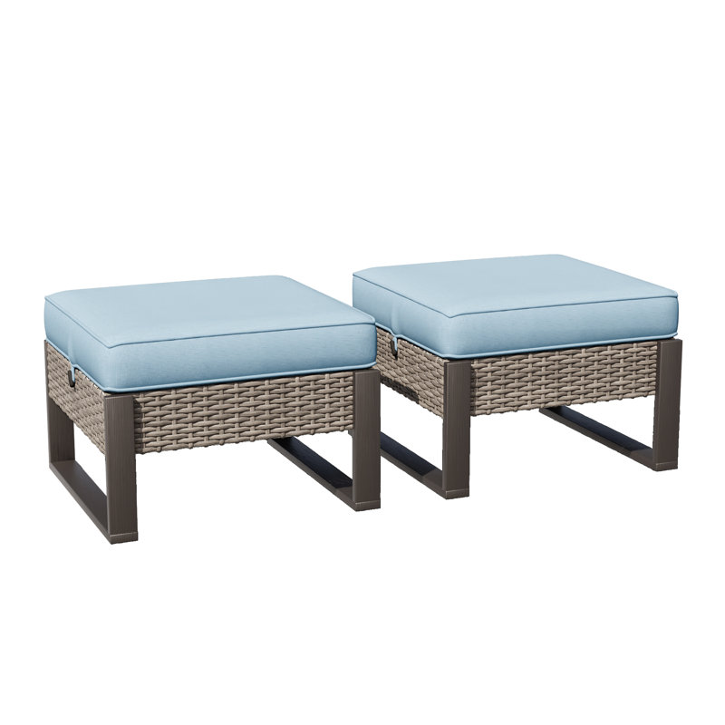Repose-pieds d'extérieur avec coussin, Bleu clair