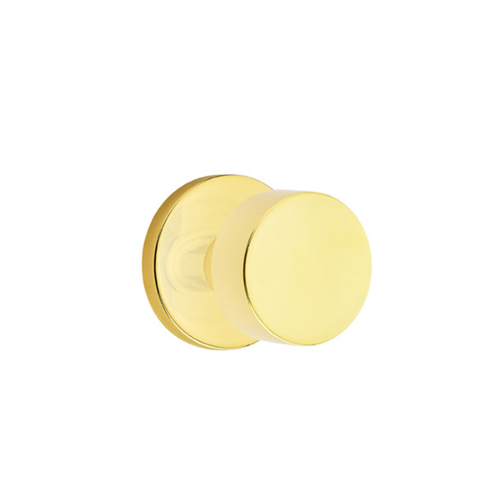 Privacy Door Knob with Disk Rosette, Unlacquered Brass