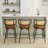 Swivel Upholstered Counter Stools With Rattan Back-970377912-970377917
