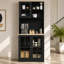 Armoire de rangement autoportante avec huche, porte vitrée et sangle anti-basculement