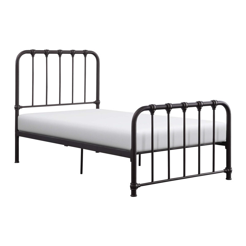 Structure de lit plateforme simple en métal avec finition bronze foncé - aucun sommier requis, idéal pour chambre d'amis / deuxième chambre