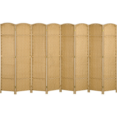 8 Panel Folding Privacy Screen By , 5.6' Tall Nature Wood For Home Office Bedroom, Charming Weaving Pattern Bewitching