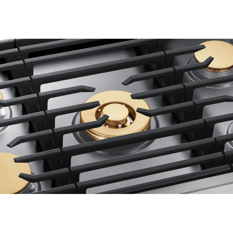 36" Gas Cooktop 5 Burners, Flush, Contemporary, NG/LP, Silver Stainless