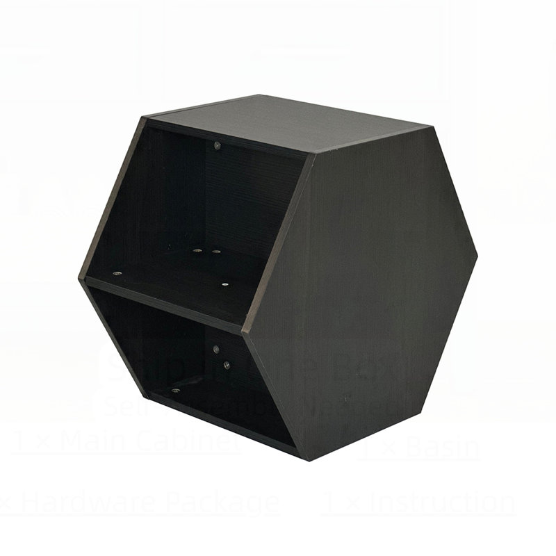 23.62'' Hexagonal Coffee Table Side Table Nightstand Burmese Sumac, Black Brown