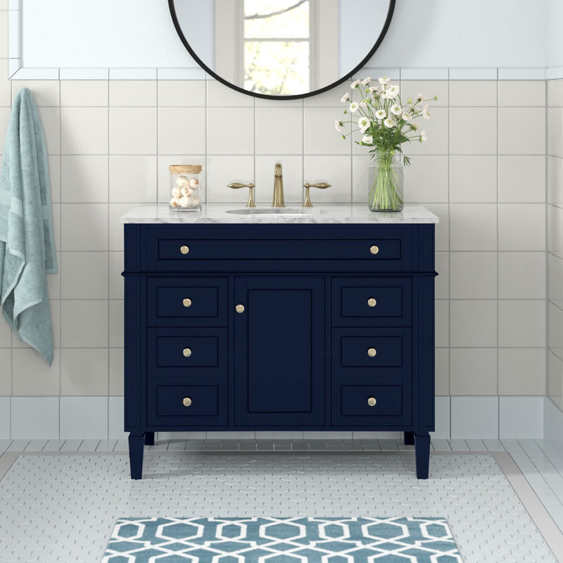 Ensemble de meuble-lavabo simple 42 po Rivers, Bleu
