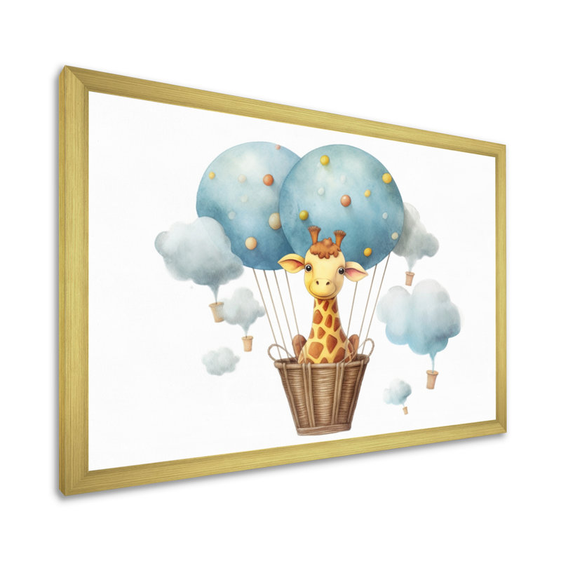 «Nursery Adorable Giraffe II», reproduction sur toile, H 12 po x l 20 po x P 1 po, Encadrement doré