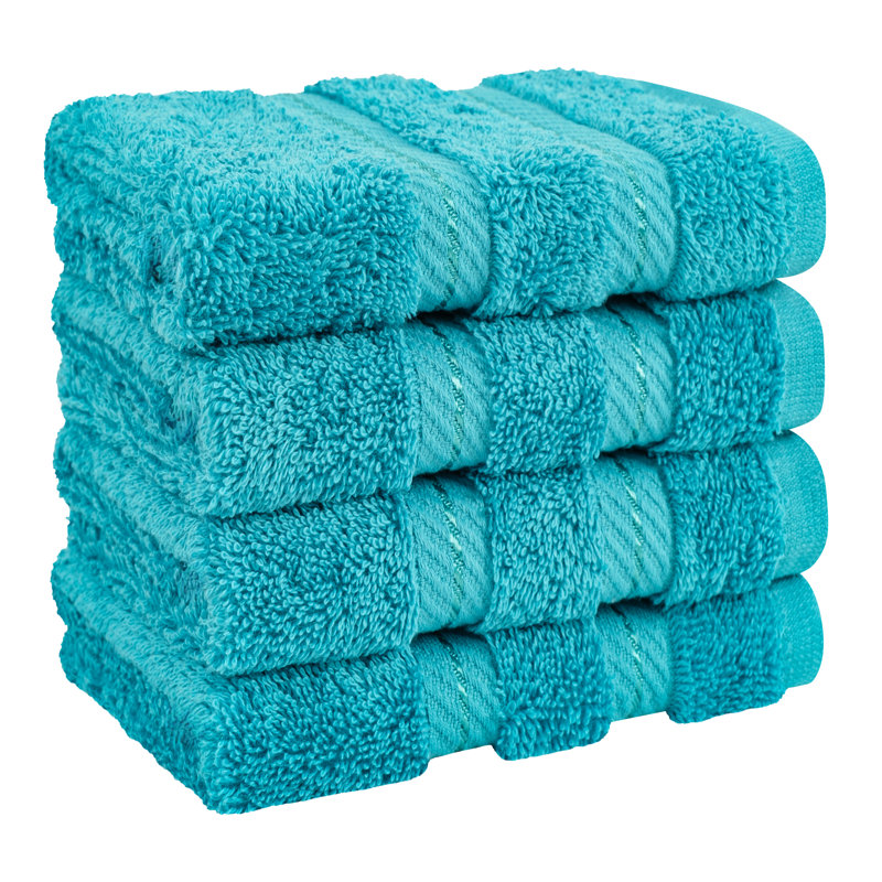 Darcelle 100% Cotton 4-Piece Turkish Washcloth Set, Aqua Blue