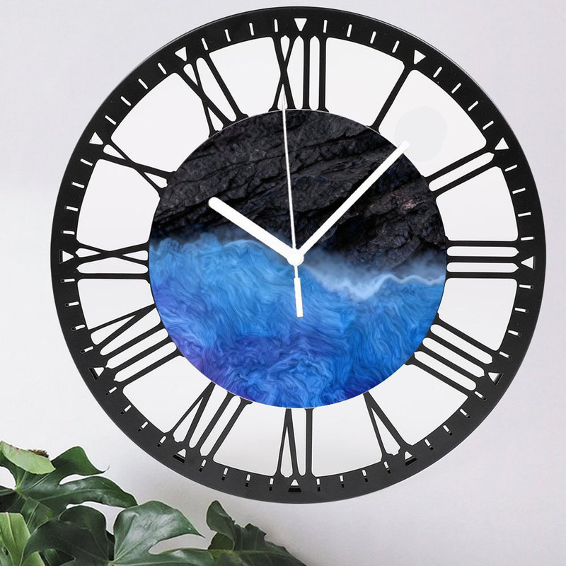 Horloge murale ronde en fer 10 po avec mouvement à quartz silencieux, chiffres romains, impression UV