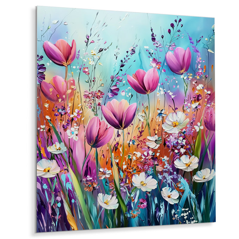 Fantaisie lavande et tulipes champ VI, H 20 po x l 12 po