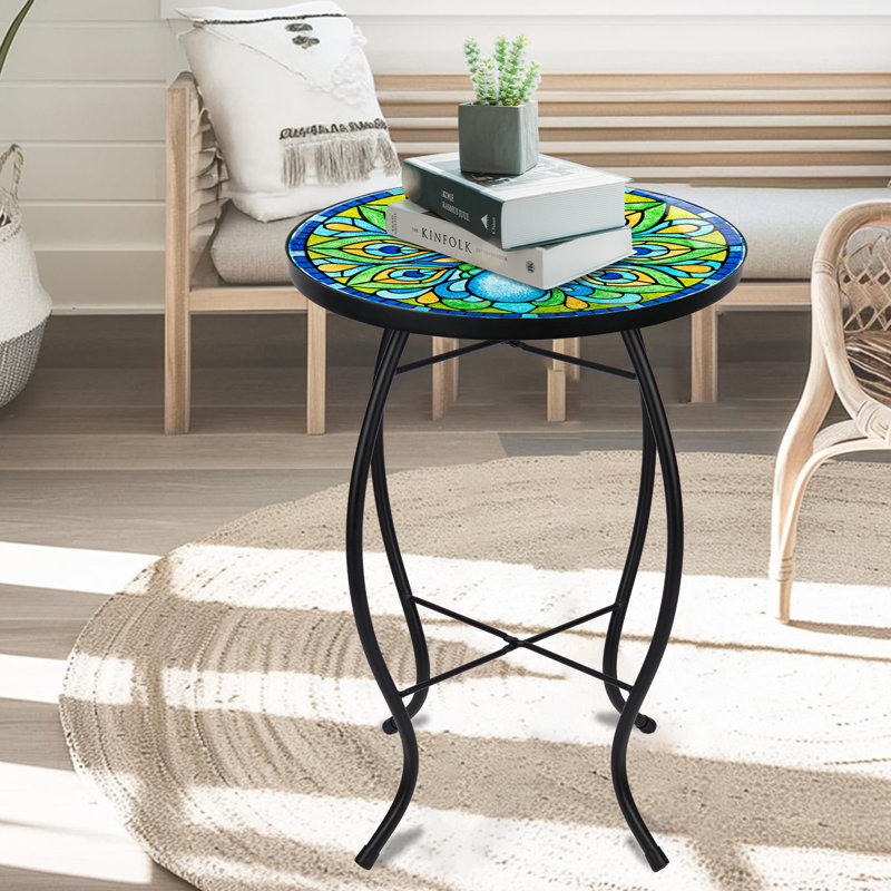 Table d'appoint en verre Peacock Mosaic