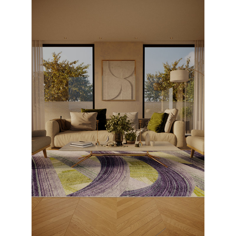 Picar Washable Abstract Indoor Rug, Rectangle 5' x 8'
